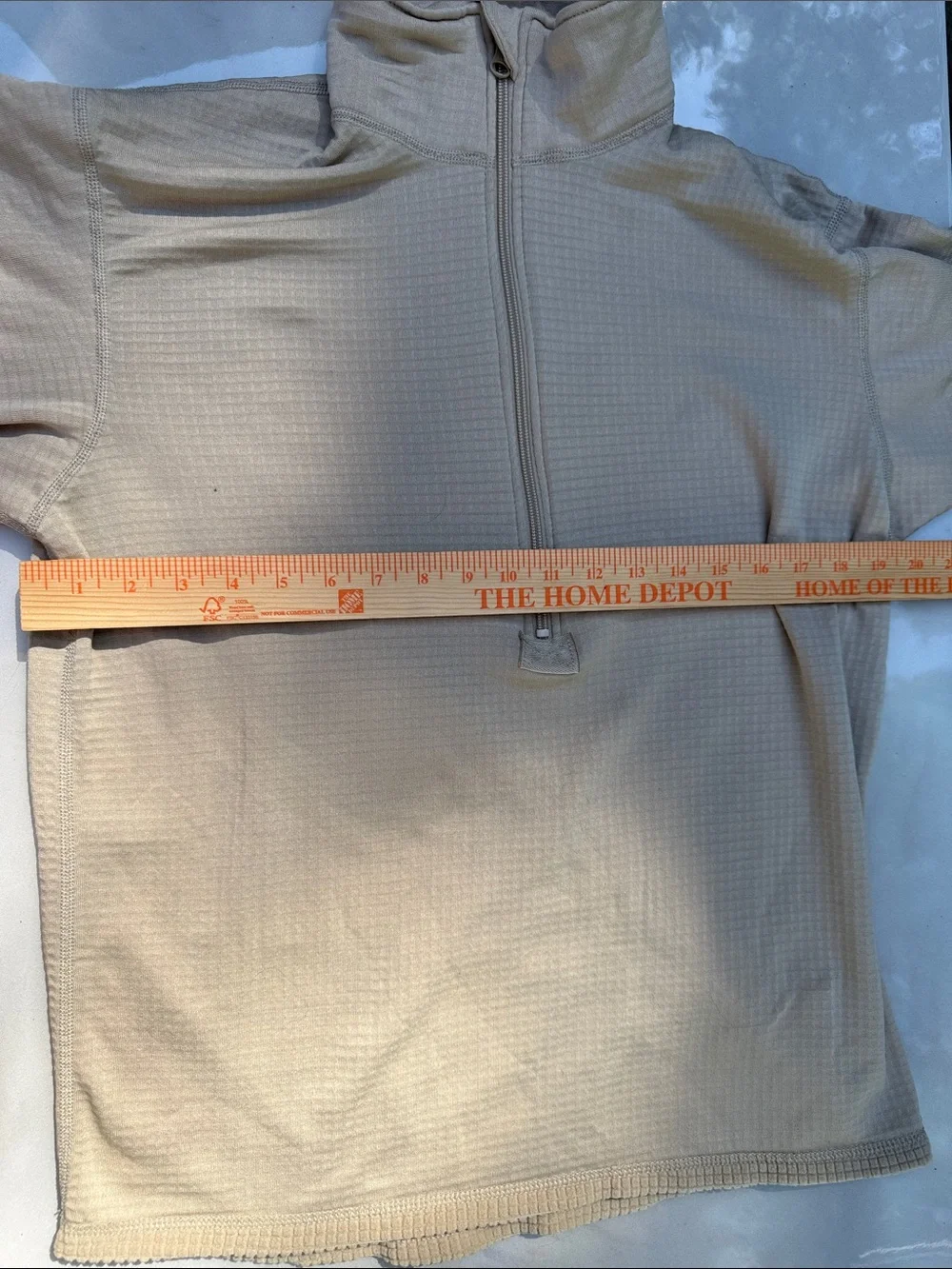Beige Waffle Knit Quarter-Zip thermal Pullover